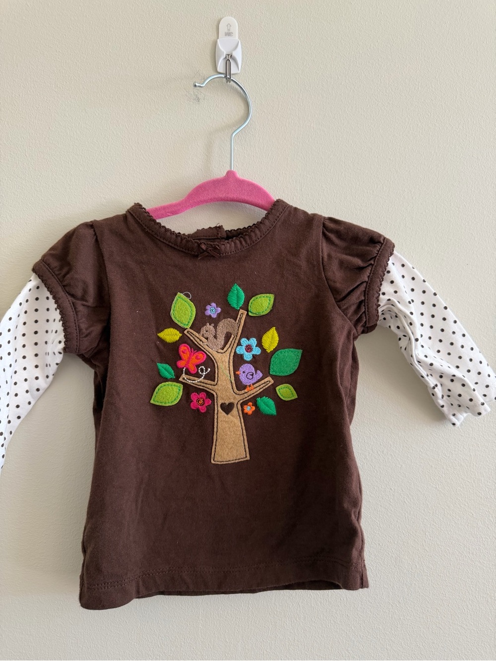 Carter's Embroidered Squirrel Long-Sleeve Layered-Look Tee